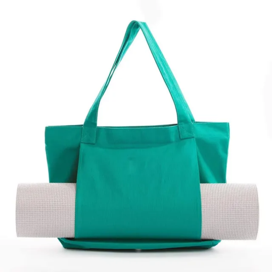 Canvas Yoga Tote Bag with Mat Carrier | Large Gym & Beach Shoulder Bag