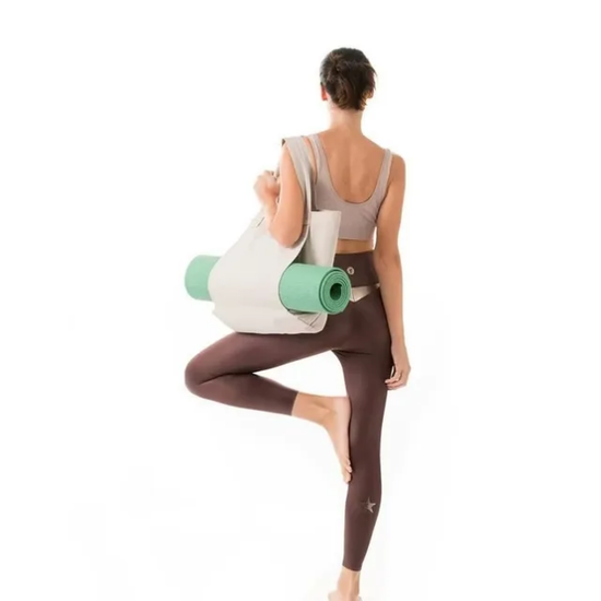 Canvas Yoga Tote Bag with Mat Carrier | Large Gym & Beach Shoulder Bag