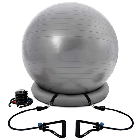 NEH Multicolor Yoga Ball Chair Stability Ball with Inflatable Base Resistance Bands, Fitness Exercise Ball for Home Gym Office
